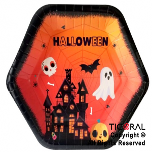 HALLOWEEN PLATO GRANDE CUADRADO-HEXAGONAL x 8